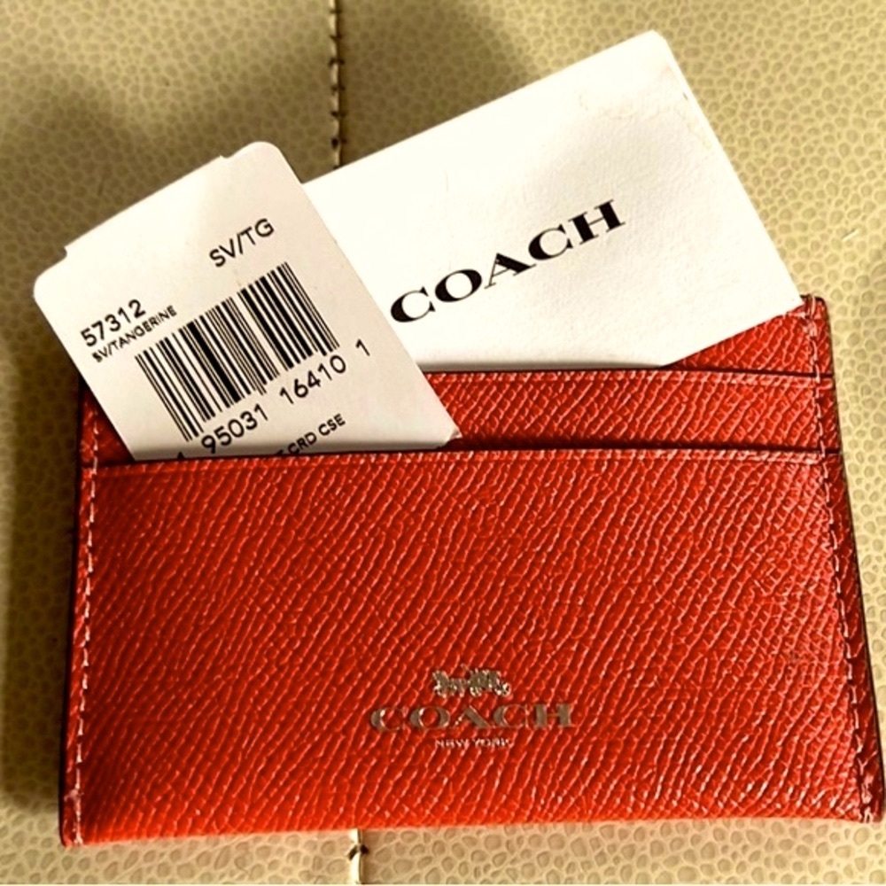Coach Credit Card/ID Case in Tangerine Orange NWT - Picture 2 of 4